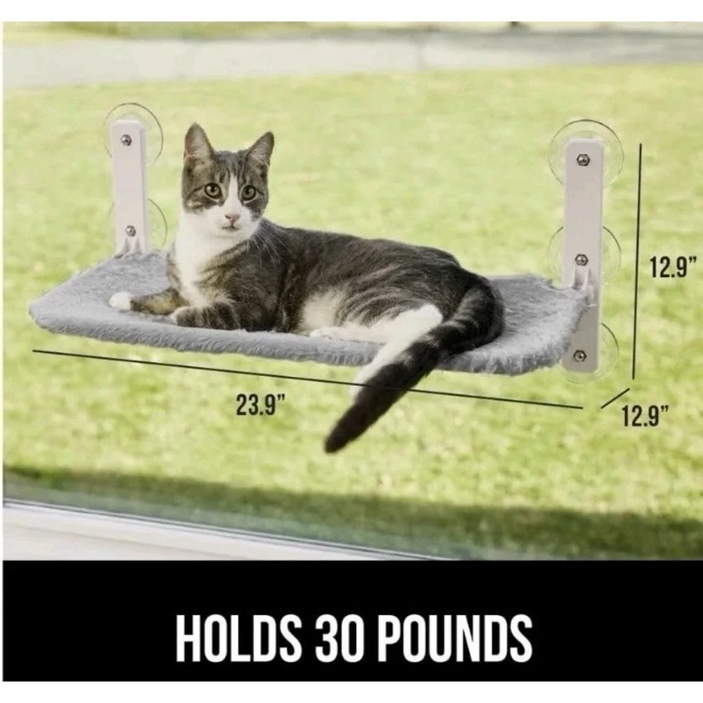 GORILLA GRIP‎ Cat Window Perch, Foldable Cat Window Hammock Bed Gray